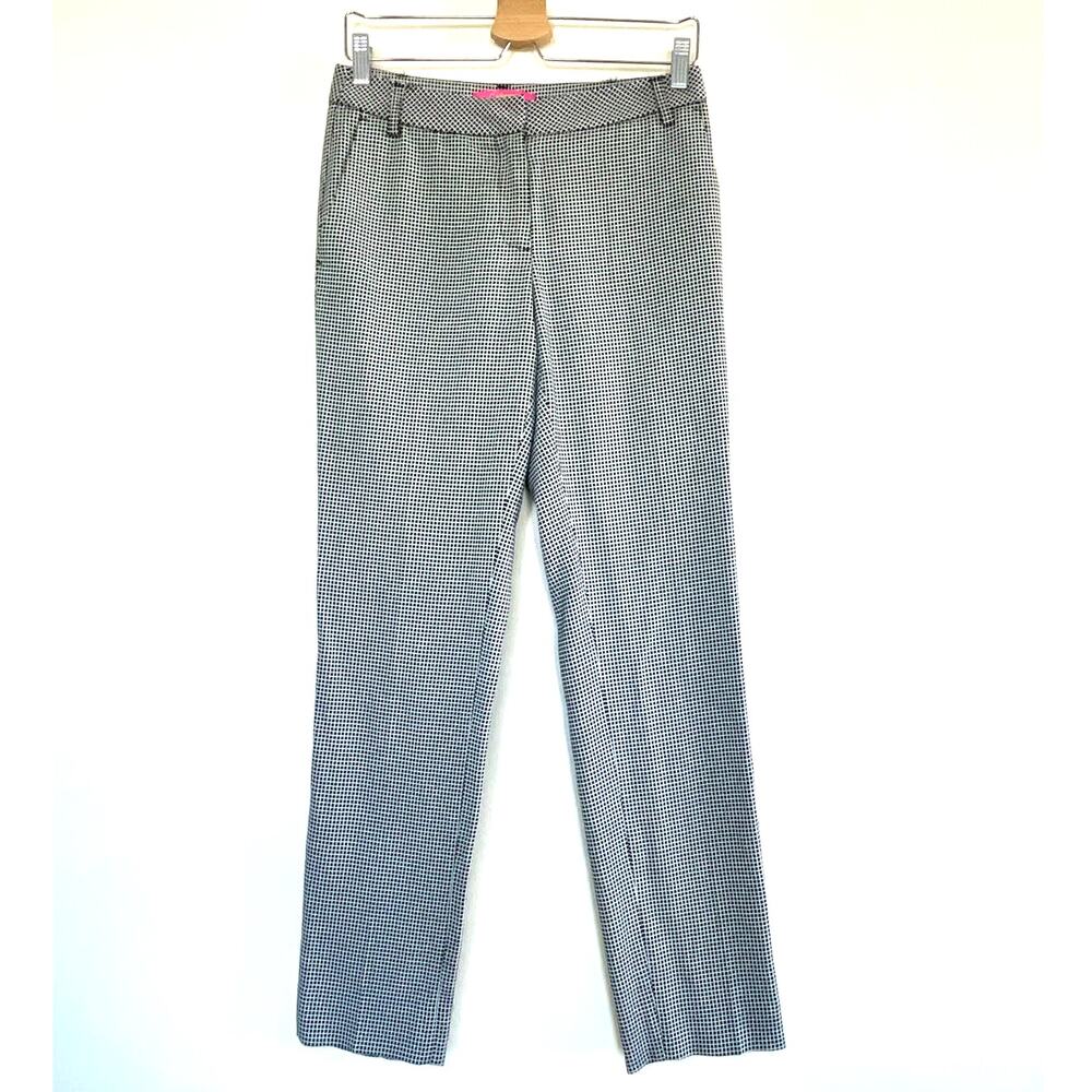 CATHERINE MALANDRINO black white checkered slim straight trouser pantsz